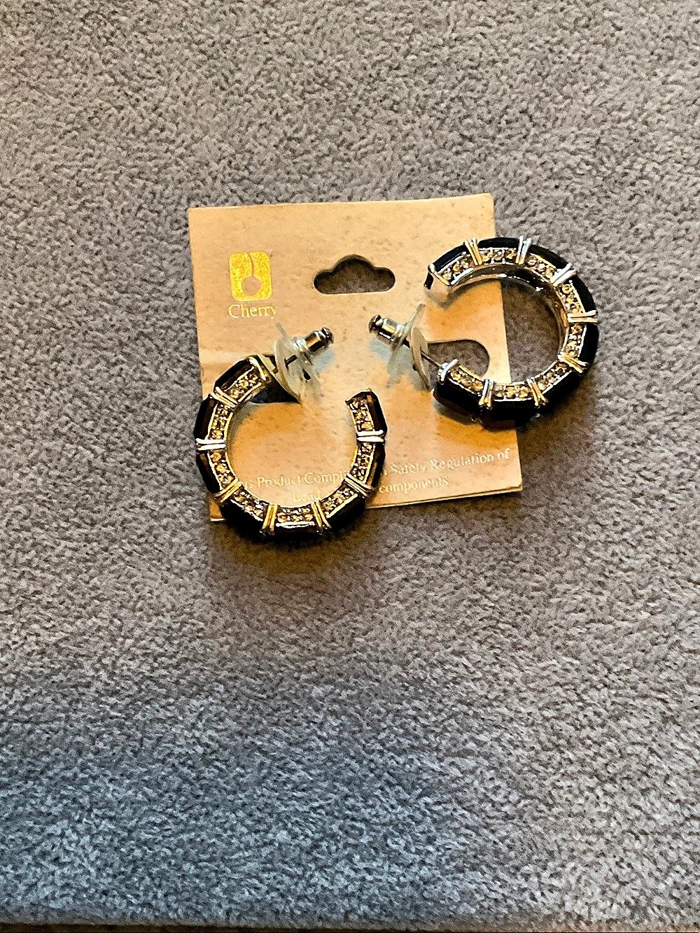 Chery Hoop Earrings in Black & Gold NWT